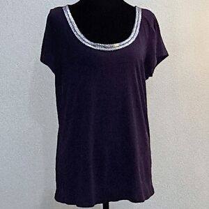 Women's Embellished Scoop Neck Top - Purple